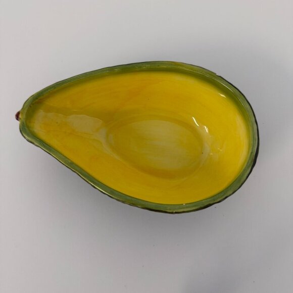 Plentiful Pantry Green & Yellow 7" Avocado Guacamole Ceramic Serving Dish Bowl - Picture 2 of 3